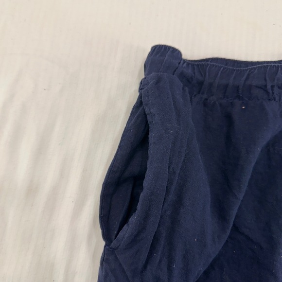Needle & Cloth Linen Blend Drawstring Waist Cropped Pants Navy Size L Coastal - Picture 3 of 8